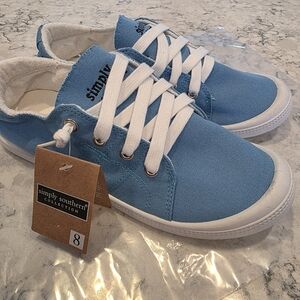 Simply Southern Collection Easy Slip Canvas Sneaker Womens Size 8 Blue NWT!